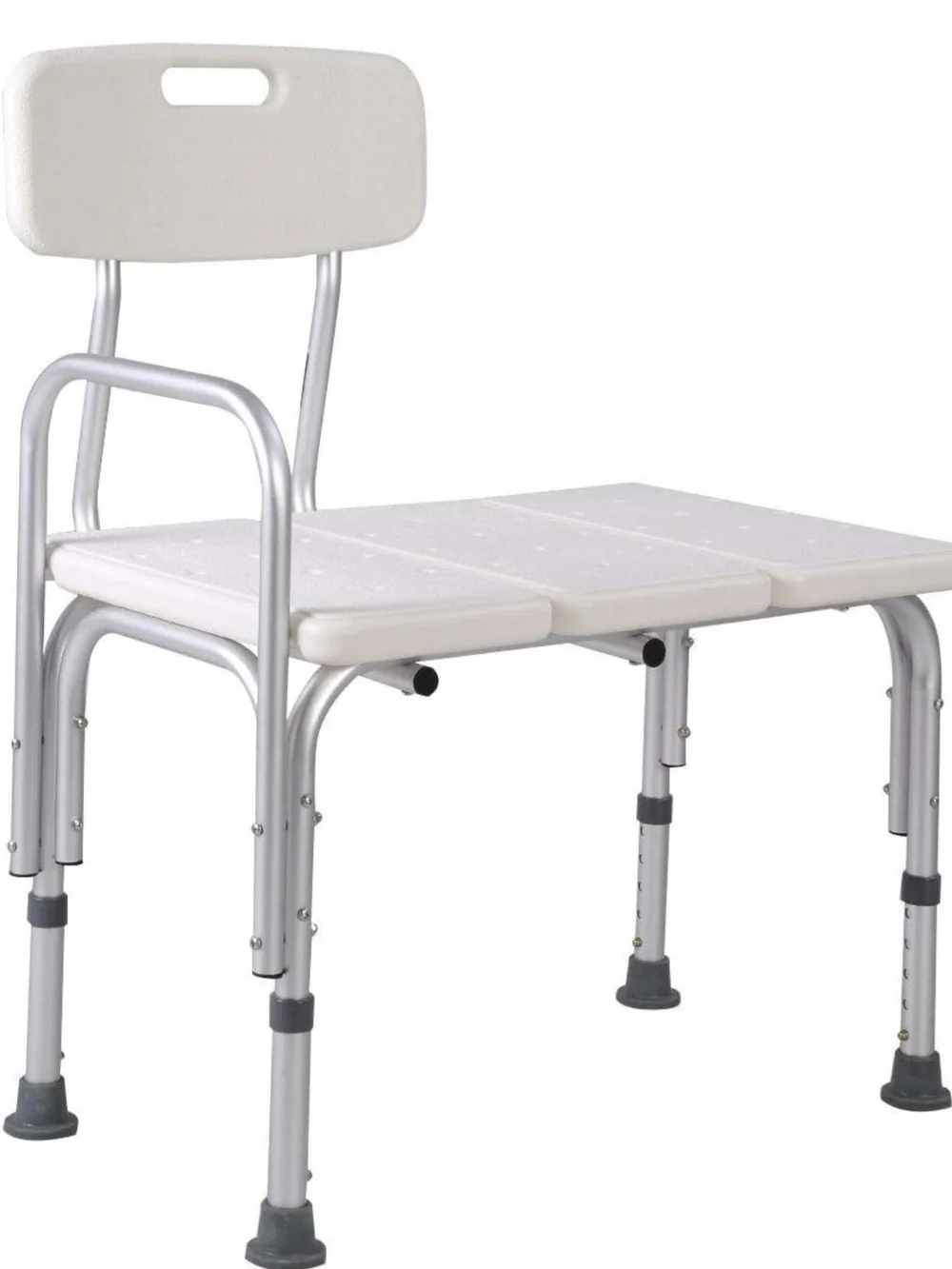 White Adjustable Shower Transfer Bench with Backrest